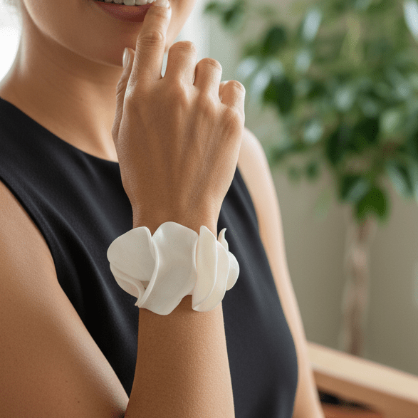 Bracciale Bloom Scultoreo Argilla Polimerica e Caucciù - CretArte