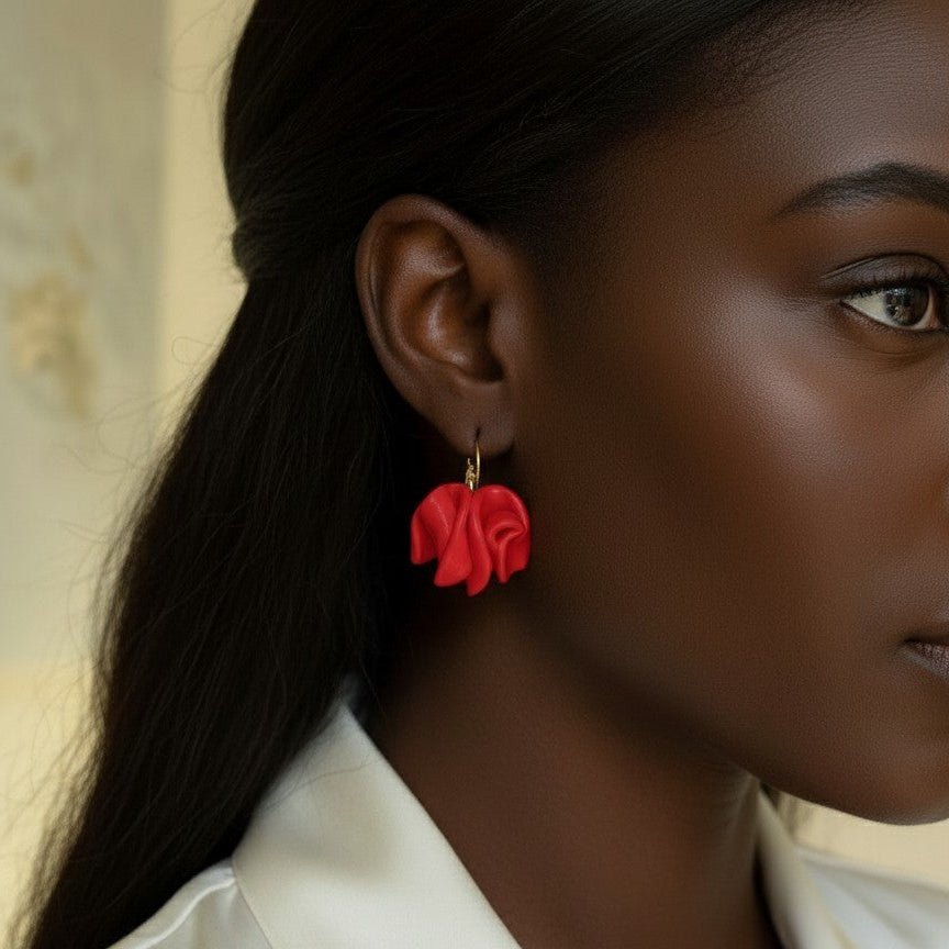 Orecchini Pendenti Mini FlowerRossi - CretArte - CretArte